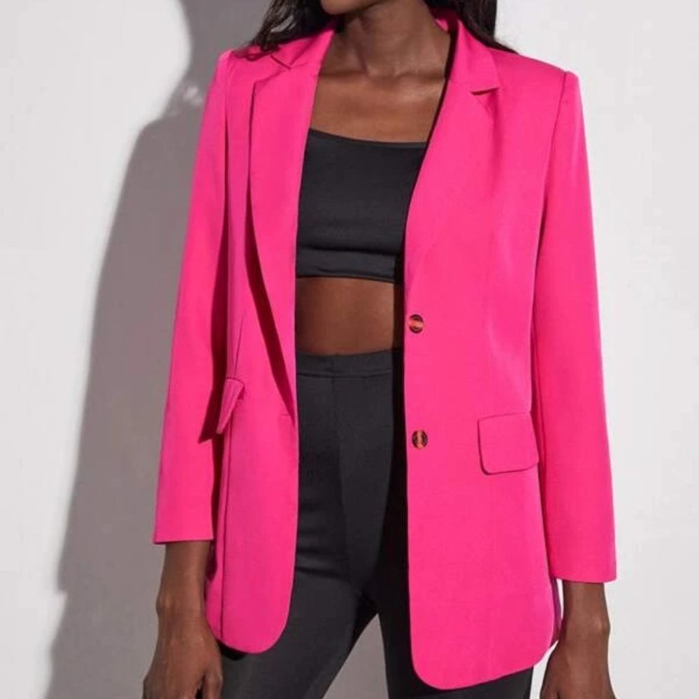 Glamorous semi oversized Button Front Blazer NEON PINK - Picture 5 of 8